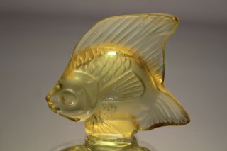 Lalique Crystal Pale Yellow Canary Seal Poisson Fish 30024 Figure Signed