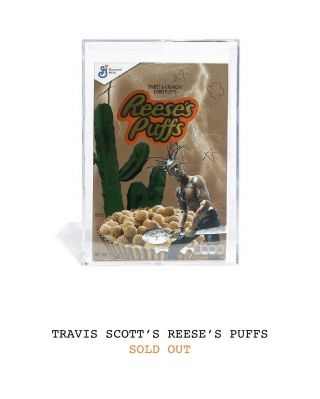 Travis Scott X Reese’s Puffs Limited Edition Cereal And Acrylic Box In Hand
