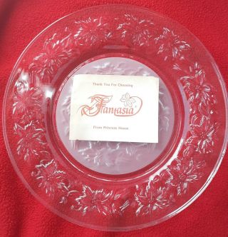 4 Fantasia Poinsetta Holiday Crystal Dinner Plates By Princess House Frosted