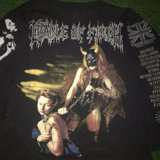 Vintage 1997 Cradle Of Filth Long Sleeve Thrashed T Shirt Size XL Band Tee 2