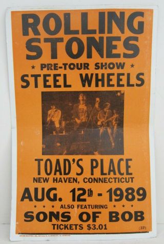 The Rolling Stones Steel Wheels Vintage 1989 Silk Screen Concert Poster 14x22