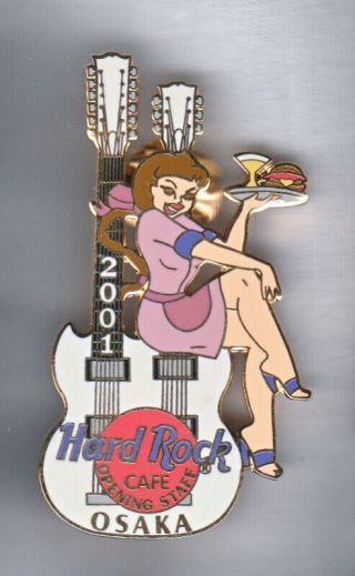Hard Rock Cafe Pin: Osaka 2001 Opening Staff Guitars & Server