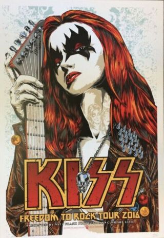 KISS “Freedom To Rock” 2016 Concert Poster RARE Hand Numbered Edt Gene Simmons 4