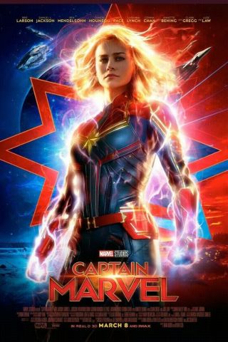 Captain Marvel Movie Poster 2 Sided Mini Sheet 13.  5x20 Brie Larson
