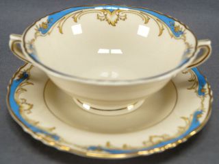 Set Of 3 Syracuse China Carvel Pattern Federal Shape Cream Soup Bowls