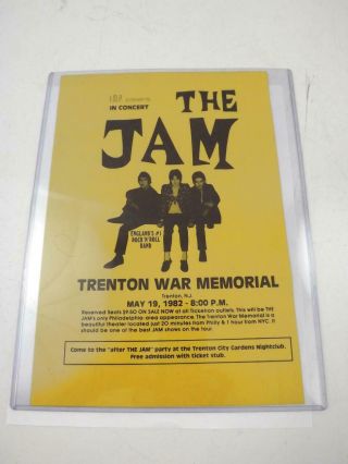 Vintage 1982 The Jam Concert Poster Trenton N.  J 7.  5 " X 11 " Collectible