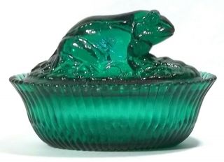 Boyd Glass Less Than 150 Made In 2002 Hunter Green 5 Inch Frog Toad Dish Fund