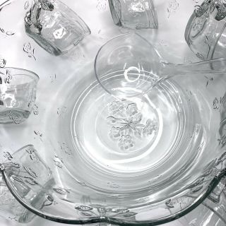 Anchor Hocking Savannah 18pc Complete Punch Bowl Set Glass Glassware Vintage USA 5