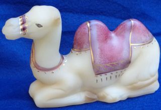 Fenton Art Glass Nativity Camel 1st Edition Signed By Artist Gold And Rose