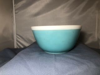 Pyrex Turquoise Blue Americana Mixing Bowl 402,  1.  5 Qt,  Blue With White Rim