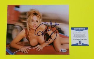 Pamela Anderson Signed Sexy 8 " X 10 " Color Photo Beckett Certified With Bas.