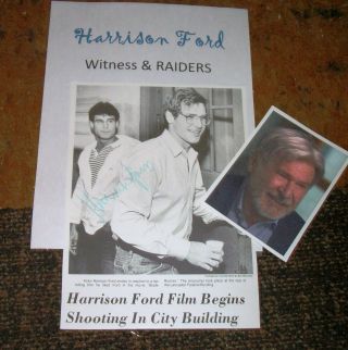 Harrison Ford Signed Witness News Item & Photos Collectible
