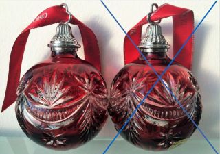 1 Pc Waterford Crystal Winter Wonderland Red Ball Christmas Ornament
