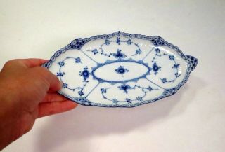 Vintage Royal Copenhagen Porcelain Blue Fluted Pickle Relish Dish Tray 349 3