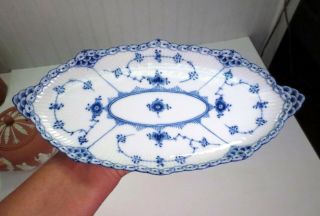 Vintage Royal Copenhagen Porcelain Blue Fluted Pickle Relish Dish Tray 349 7