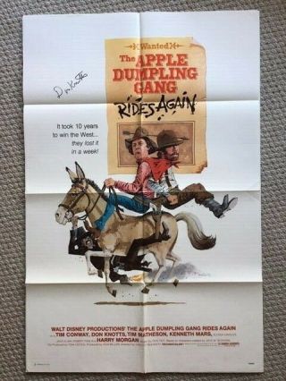 Signed Don Knotts Poster - One Sheet - Apple Dumpling Gang Rides Again
