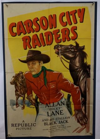 Carson City Raiders Movie Poster (verygood) One Sheet 1948 Rocky Lane 4459