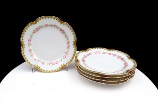 Haviland & Co Limoges France 526a Pink Roses 5 Pc 6 3/4 " Bread & Butter Plates