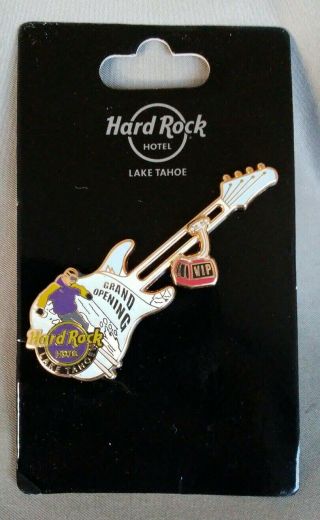 Hard Rock Cafe Hotel Lake Tahoe Grand Opening Vip Guitar Pin W/ Card