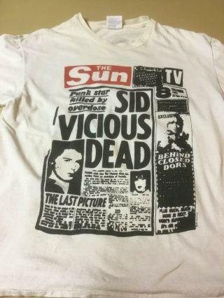 Elan - Vintage Sid Vicious T - Shirt Punk Star Overdose " The Sun " Sex Pistols 1979