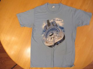Dire Straits Size Large Vintage Concert T - Shirt 1985 Money For Nothing.  Vtg Blue