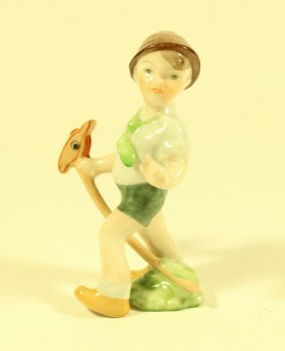 Vintage Hungarian Porcelain Herend Boy Riding Hobby Horse Figurine 1939 5836