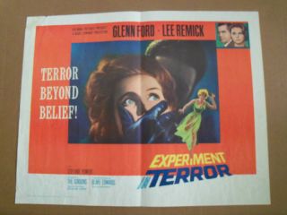 Experiment In Terror Half Sheet Movie Poster 1962 Glenn Ford