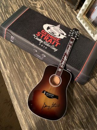 George Strait " The Cowboy Rides Away 2014 " Miniature Autographed Guitar