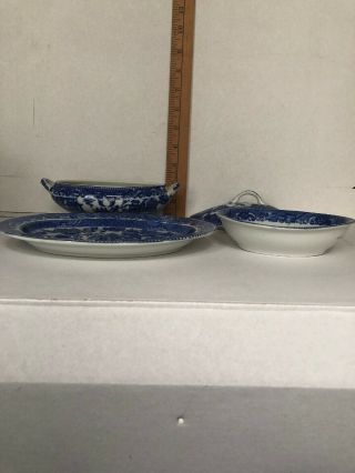 33 Piece Set Of Vintage Japan Blue Willow Child’s China Tureen,  Platter,  Teaset 4