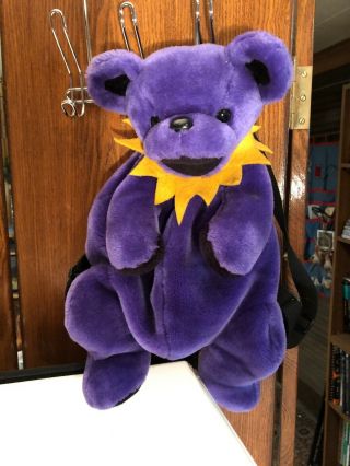 Grateful Dead Vintage Backpack Plush Purple Dancing Bear With Yellow Collar