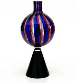 Xl Size 1960s Murano Art Glass A Canne Balloon Footed Vase Very Unusual Shape