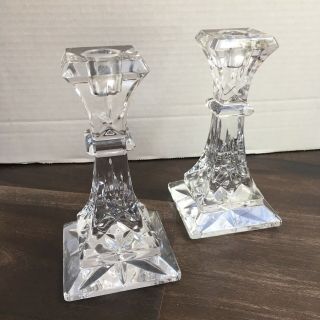 Heavy Waterford Crystal 6” Lismore Candlestick Holders