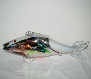Large Blown Metallic Murano Art Glass Fish Koi Figural Sculpture Circa 1960s