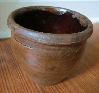 Small Early Pennsylvania 4 " Redware Pot - Antique - Chester Co Pa