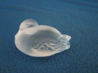 Lalique France Sleepy Duck Frosted Crystal Signed Figurine