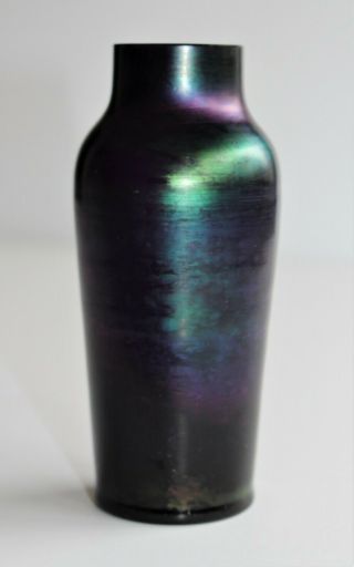 C1900 Antique Art Nouveau Purple Amethyst Iridescent Glass Bud Vase Kralik Loetz