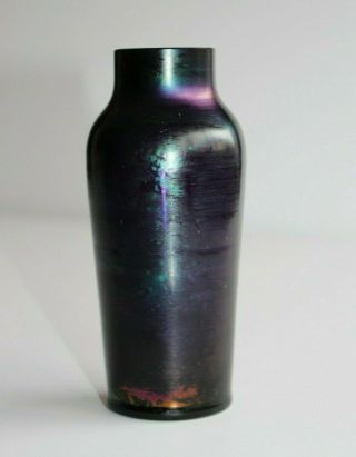 c1900 Antique ART NOUVEAU Purple Amethyst Iridescent Glass Bud Vase KRALIK LOETZ 2