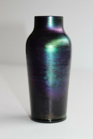 c1900 Antique ART NOUVEAU Purple Amethyst Iridescent Glass Bud Vase KRALIK LOETZ 3