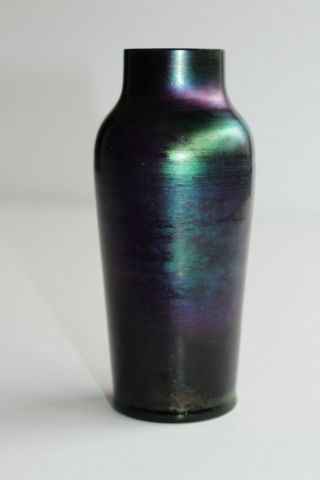 c1900 Antique ART NOUVEAU Purple Amethyst Iridescent Glass Bud Vase KRALIK LOETZ 4