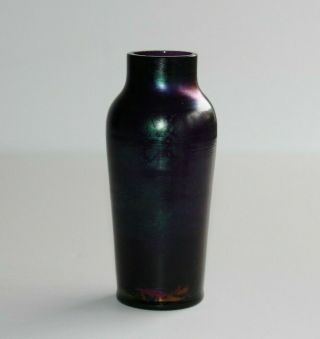 c1900 Antique ART NOUVEAU Purple Amethyst Iridescent Glass Bud Vase KRALIK LOETZ 7