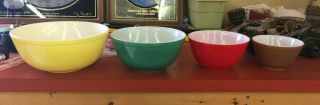 Vintage Pyrex Primary Color Stacking Nesting Mixing Bowls 4 - Pc