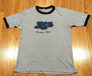 Yes Touring 1974 Tour Clair Brothers Crew Vintage T - Shirt Concert Roundabout