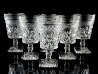 Imperial Cape Cod Clear Water Goblet Glasses Set Of 7 Vintage Pressed Glass