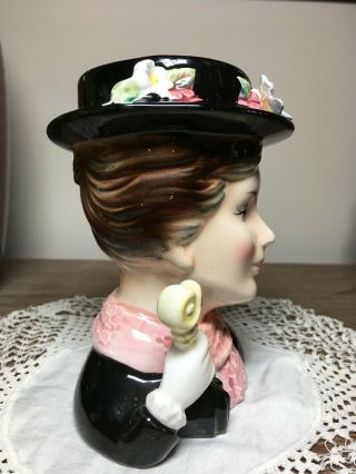 MARY POPPIN ' S 5 1/4  ENESCO WALT DISNEY lady head vase vintage headvase good 3