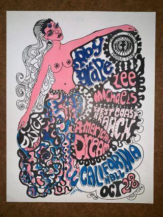 California Hall Handbill 1967 Moby Grape Lee Michaels,  West Coast Branch