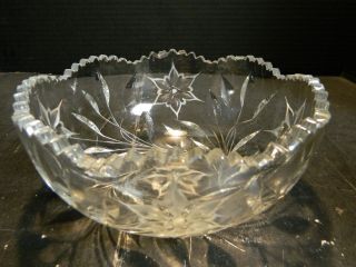 Vintage Canastota Diamond Poinsettia Variant Cut Glass Bowl 3.  5 " X 8.  25 " Good