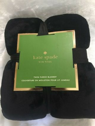 Kate Spade York Black Fleece Throw Twin Blankets 68 " X 90 " Nwt (2)