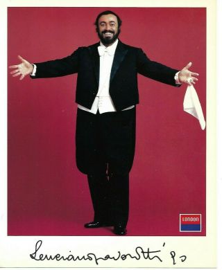 Luciano Pavarotti Signed Photo Famed Opera Singer
