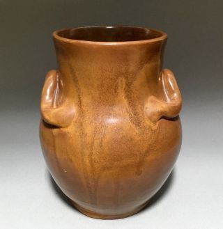Bybee Pottery Uranium Glaze Mustache Handled Vase - Kentucky Art Pottery