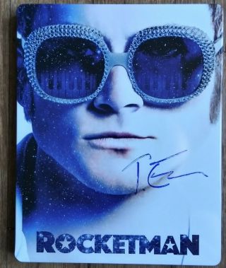Taron Egerton " Autographed Hand Signed " Rocketman Blu Ray/dvd Steelbook